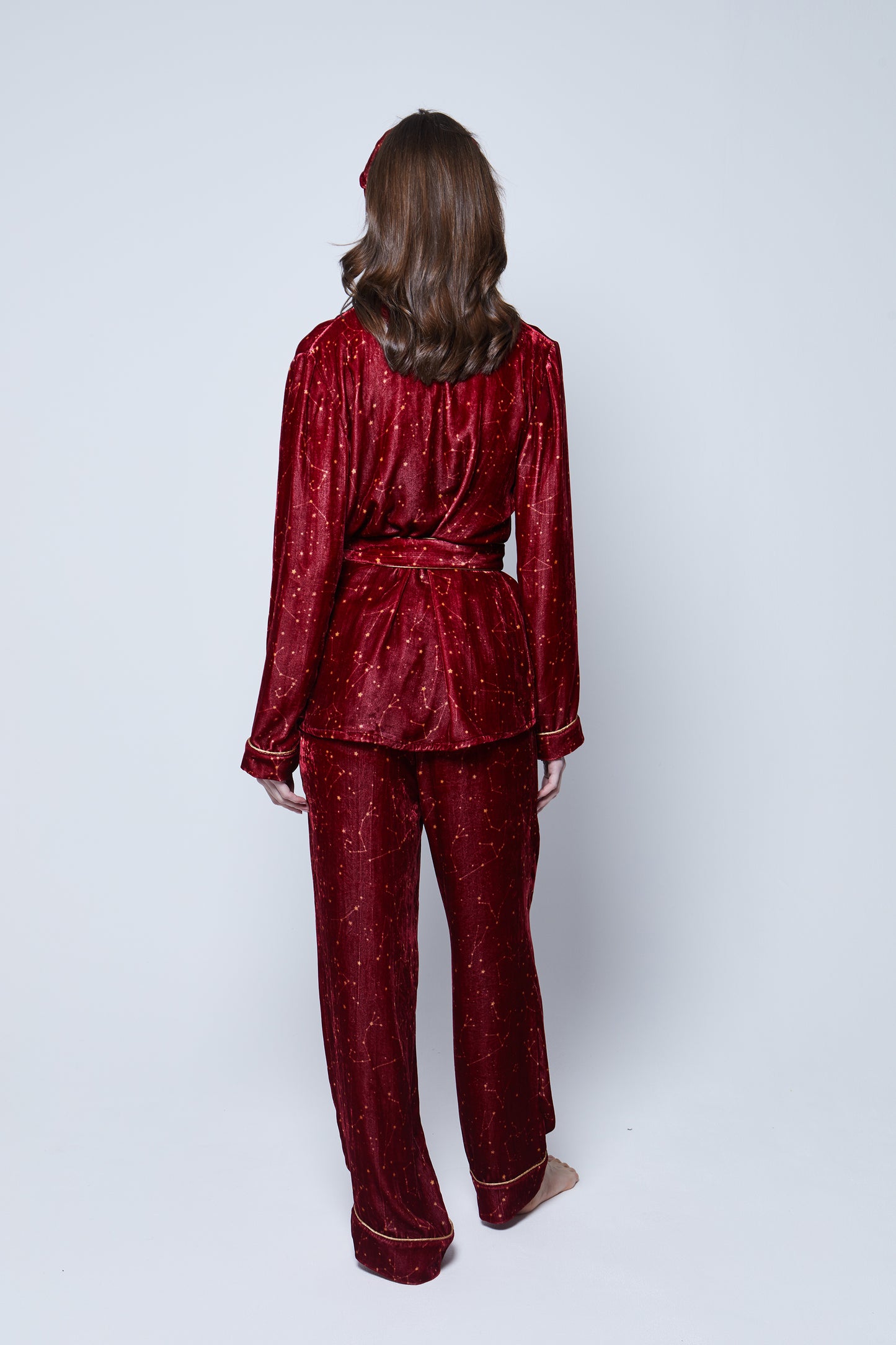 Ruby Red Print Velvet Pyjama Set