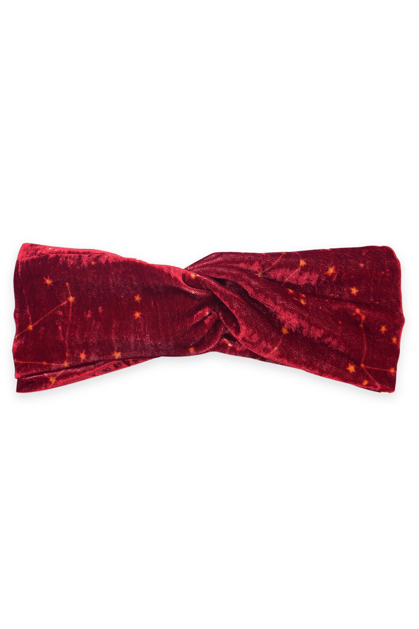 Knotted Ruby Red Print Velvet Headband