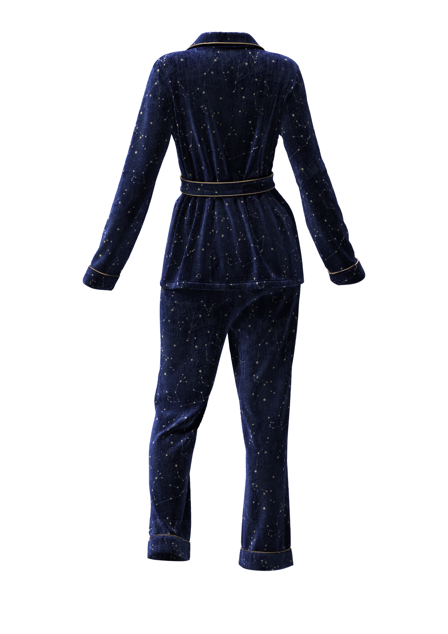 Sapphire Blue Print Velvet Pyjama Set