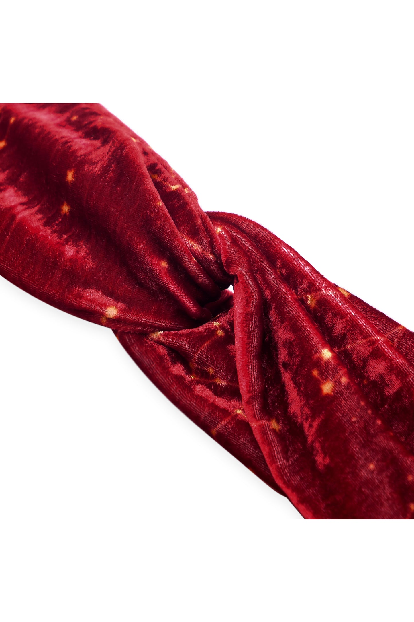 Knotted Ruby Red Print Velvet Headband