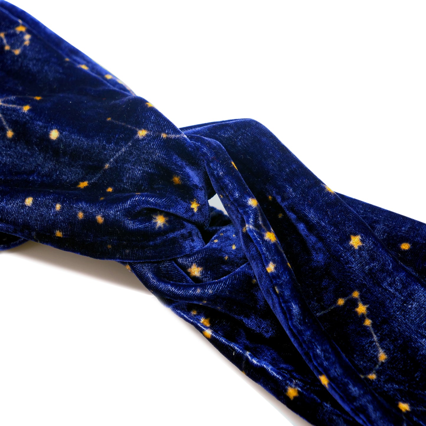 Knotted Sapphire Blue Print Velvet Headband