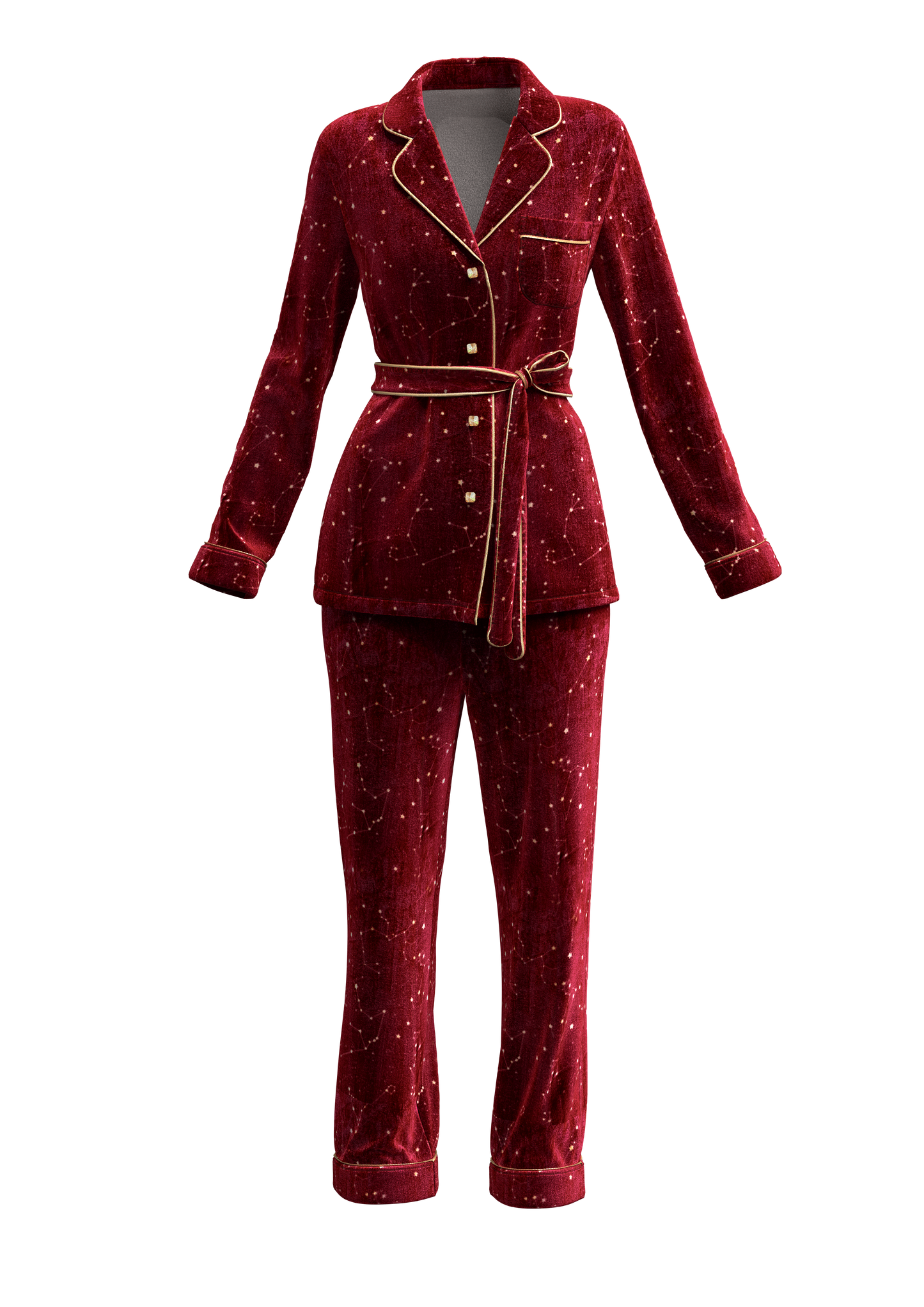 Ruby Red Print Velvet Pyjama Set