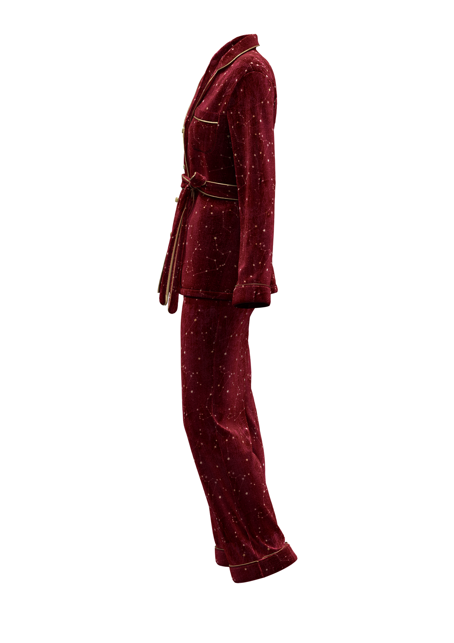 Ruby Red Print Velvet Pyjama Set