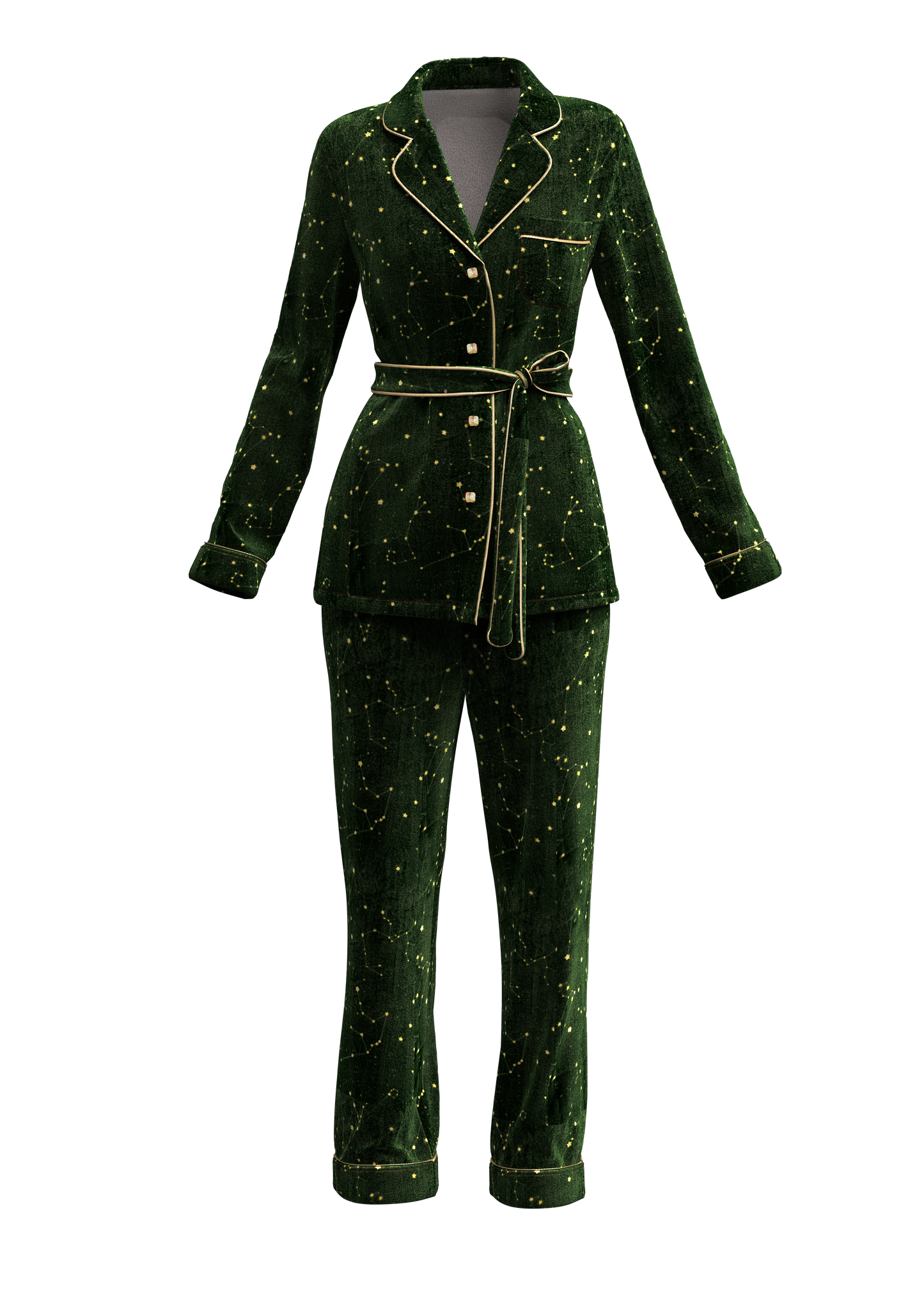 Emerald Green Print Velvet Pyjama Set